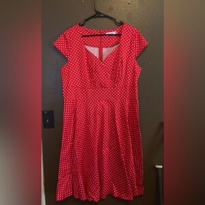 Red Polka Dot Fit & Flare Dress - Women